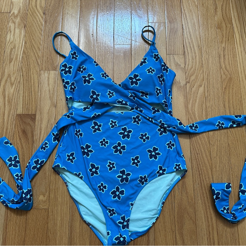 Aerie Floral Wrap One-Piece Swimsuit